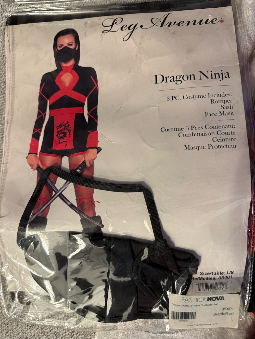 Leg Avenue Dragon Ninja Costume - Black & Red